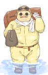  2015 absurd_res andikapatok anthro bottomwear bulge clothing domestic_pig eyewear facial_hair ghibli hi_res humanoid_hands kemono male mammal mustache overweight overweight_anthro overweight_male pants porco_rosso solo suid suina sunglasses sus_(pig) water 
