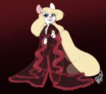  akaunkel animaniacs anthro bedroom_eyes breasts cleavage clothed clothing dress female gradient_background looking_at_viewer mammal minerva_mink mink mustelid musteline narrowed_eyes seductive simple_background solo true_musteline warner_brothers 