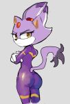  alternate_costume anthro blaze_the_cat clothing female fur hi_res justdavefnd looking_at_viewer looking_back purple_body purple_fur solo sonic_the_hedgehog_(series) tight_clothing 