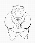  2015 absurd_res andikapatok anthro bottomwear clothing hi_res humanoid_hands kemono male mammal necktie overweight overweight_anthro overweight_male pants shirt sketch solo topwear ursid 