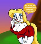  animaniacs anthro big_breasts breasts cleavage clothed clothing dialogue english_text female hi_res leaning leaning_forward looking_at_viewer mammal minerva_mink mink mustelid musteline solo someth1ngoranother text thick_thighs true_musteline warner_brothers 