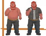  2015 andikapatok anthro belly bottomwear cellphone clothing humanoid_hands kemono male mammal model_sheet moobs nipples overweight overweight_anthro overweight_male pants phone shirt smartphone solo suid suina sus_(pig) topwear wild_boar 