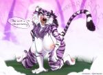  anthro big_breasts blush bodily_fluids breasts butt clothed clothing curvy_figure felid female fur hi_res huge_breasts looking_at_viewer lua_character mammal nipples nude open_mouth pantherine pink_body pink_fur simple_background smile solo stripes terryburrs thick_thighs tiger tongue voluptuous wide_hips 
