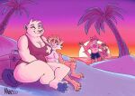  anthro beach breasts cleavage clothed clothing female fur hair hi_res larger_female lifeguard makardraws male mammal one-piece_swimsuit polar_bear seaside size_difference smaller_male swimwear ursid ursine white_body white_fur white_hair 