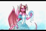  anthro big_breasts breasts clothing dragon dress ewgengster_(artist) female lips long_tail magic magic_user medieval pink_body pink_scales princess red_lips royalty ruby_summerstone_(character) scales slim solo wings 