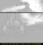  anthro belly black_and_white butt comic duo female fidchellvore hildegard_(fidchellvore) legendary_pok&eacute;mon lucario moltres monochrome nintendo pok&eacute;mon pok&eacute;mon_(species) video_games vore water 