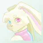  &lt;3 &lt;3_eyes ambiguous_gender anthro blanketbunny blue_eyes blush bunnyblanket domestic_rabbit female floppy_ears heterochromia hi_res lagomorph leporid looking_at_viewer looking_back lop_ears lop_rabbit male mammal oryctolagus pink_eyes rabbit solo 