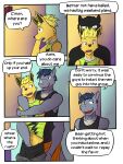  anthro anthrofied clothed clothing comic dialogue duo eeveelution english_text fully_clothed fuze grope grope_from_behind hand_in_underwear hi_res jolteon male male/male navel nintendo pants_down partially_clothed pok&eacute;mon pok&eacute;mon_(species) pok&eacute;morph raised_clothing raised_shirt raised_topwear rhydon shirt tank_top text topwear trent_(fuze) underwear video_games 