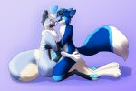  &lt;3 ailurid anthro big_tail bioluminescence black_nose black_penis blue_body blue_eyes blue_fur blue_nose blue_pawpads blue_penis blush brown_eyes canid canine canis duo erection fingerless_(marking) fox fur genitals glowing hair hi_res holding_butt humanoid_genitalia humanoid_penis hybrid male male/male mammal pawpads paws penis red_fox red_panda smile spicyteggy tegra_fox toeless_(marking) wolf zander_moon 