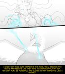  aura black_and_white breasts comic duo female fidchellvore fire hildegard_(fidchellvore) legendary_pok&eacute;mon lucario mega_evolution mega_lucario moltres monochrome nintendo pok&eacute;mon pok&eacute;mon_(species) text video_games 