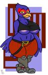  2021 anthro areola areola_slip avian beak belt big_breasts bird boots breasts clothed clothing crossgender curvy_figure falco_lombardi feathers female footwear hi_res kingretrokirby nintendo nipples non-mammal_breasts small_clothing solo star_fox tagme thick_thighs under_boob unimpressed v-cut video_games voluptuous wide_hips 