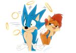  2021 anthro archie_comics blue_body blue_fur brown_body brown_fur chipmunk clothing duo female fur gloves ground_squirrel handwear hi_res mammal open_mouth open_smile pointedfox rodent sally_acorn sciurid signature simple_background smile sonic_the_hedgehog sonic_the_hedgehog_(archie) sonic_the_hedgehog_(comics) sonic_the_hedgehog_(series) surprised_expression white_background 