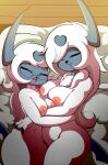  &lt;3 absol absurd_res anthro bed big_breasts breasts cuddling curvy_figure eyes_closed eyewear female female/female fur furniture genitals glasses hair hi_res hug long_hair mary_(mary_an_absol) nintendo nipples pok&eacute;mon pok&eacute;mon_(species) pussy slightly_chubby video_games voluptuous white_body white_fur xdragoncam 