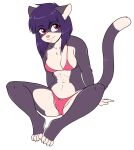  anthro clothed clothing felid female hi_res mammal red_eyes sesame_akane sitting skidd skimpy solo swimwear uberquest webcomic 