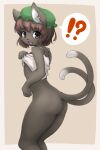  2_tails ?! alternate_species anthro asian_mythology asuri_chika biped black_body black_fur black_nose bottomless breasts brown_eyes brown_hair butt chen clothed clothing cute_fangs digital_media_(artwork) dipstick_tail domestic_cat ear_piercing ear_ring east_asian_mythology felid feline felis female fur furrification hair hat headgear headwear hi_res japanese_mythology kemono looking_at_viewer mammal monotone_hair multi_tail multicolored_tail mythology nekomata open_mouth paws pictographics piercing portrait short_hair side_view slim small_breasts small_waist solo speech_bubble standing surprise three-quarter_portrait touhou two_tone_tail video_games white_body white_fur white_inner_ear yōkai 