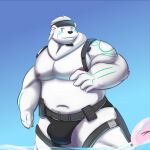  2021 anthro beard bulge clothing facial_hair hi_res humanoid_hands korouxus male mammal moobs navel nipples overweight overweight_anthro overweight_male polar_bear solo underwear ursid ursine 