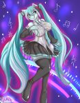  absurd_res anthro big_breasts blue_body blue_hair bottomwear breasts clothed clothing derpx1 equid equine female hair hasbro hatsune_miku hi_res mammal my_little_pony nipple_outline skirt solo vocaloid 