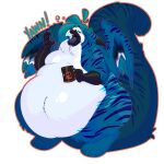  absurd_res anthro avian belly big_belly big_tail blue_body blue_fur capcom castle_(character) cup fur ghostbellies gryphon hi_res hot_drink male monster_hunter moobs multicolored_body multicolored_fur mythological_avian mythology neck_tuft obese obese_anthro obese_male open_mouth overweight overweight_anthro overweight_male prosthetic solo striped_body striped_fur stripes tuft video_games white_belly wide_hips yawn 
