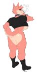  2021 anthro big_breasts black_clothing black_shirt black_topwear bottomless bracelet breasts canid canine clothed clothing collar conditional_dnp digital_media_(artwork) ear_piercing ear_ring female footwear fur hi_res jewelry junebelle_jett kippy mammal piercing pink_body pink_fur punk red_nose shirt side_boob simple_background smoking_tobacco solo spiked_bracelet spiked_collar spikes topwear 