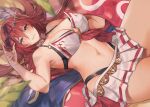  bikini blue_eyes blush godguard_brodia granblue_fantasy long_hair muunai red_hair sunglasses swimsuit 