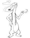  anthro cigarette claws clothing dark_nose disney hat headgear headwear male monochrome open_mouth simple_background sketch smoking solo teeth_showing thegreatmatsutzu toony white_background who_framed_roger_rabbit 