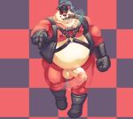  2018 5_fingers anthro balls beckoning biped blazingcheecks bodily_fluids boots checkered_background cigar clothed clothing digital_drawing_(artwork) digital_media_(artwork) erection fingers footwear full-length_portrait fur genital_fluids genitals gesture giant_panda glans gloves handwear harness hat headgear headwear jacket leather leather_clothing leather_jacket leather_topwear looking_at_viewer male mammal multicolored_body multicolored_fur musclegut nipples open_mouth overweight overweight_anthro overweight_male partially_clothed pattern_background penis pink_glans pink_nipples portrait precum red_body red_eyes red_fur shaded simple_background smile smoke smoke_from_mouth smoking solo standing thick_penis topwear two_tone_body two_tone_fur ursid ursine white_body white_fur white_penis 
