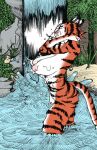  anthro areola bathing big_breasts biped breasts digital_media_(artwork) dripping felid female hi_res huge_breasts mammal nipples nude outside pantherine rag realius skinny_dipping solo spring thick_thighs tiger traditional_media_(artwork) water waterfall wet 