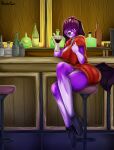  absurd_res alcohol anthro beckoning bent_legs beverage bloot_(bloot) canid canine canis clothed clothing cocktail crossed_legs domestic_dog dress drinking female footwear furniture gesture hi_res high_heels mammal martini martini_glass nastyatan shoes sitting solo stool 