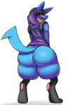  anthro barefoot big_butt blep bottomless butt clothed clothing digitalpelican fan_character feet handpaw hi_res hoodie huge_butt looking_at_viewer lucario male nintendo paws pok&eacute;mon pok&eacute;mon_(species) presenting presenting_hindquarters purple_clothing seductive solo standing thick_thighs tongue tongue_out topwear video_games 