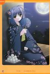  absurdres fan highres japanese_clothes kimono lovely_idol moon nishimata_aoi yellow_eyes 