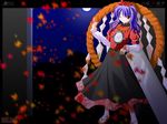  highres leaf one_eye_closed rope shimenawa side_b solo touhou yasaka_kanako 