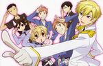  fujioka_haruhi haninozuka_mitsukuni hitachiin_hikaru hitachiin_kaoru morinozuka_takashi ootori_kyouya ouran_high_school_host_club reverse_trap suou_tamaki 