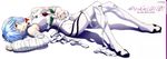  absurdres ayanami_rei bandage_over_one_eye bandaged_arm bandaged_head bandages bangs bare_shoulders blue_hair cast copyright_name english evangelion:_1.0_you_are_(not)_alone eyepatch from_side full_body halterneck hand_on_own_stomach highres knees_up logo long_image looking_at_viewer lying matsubara_hidenori neon_genesis_evangelion number official_art on_back pale_skin parted_lips pilot_suit plugsuit rebuild_of_evangelion red_eyes sarashi scan shadow short_hair solo turtleneck unitard untied wide_image 