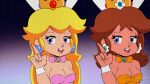  3girls animal_ears animated animated_gif breasts bunny_ears bunny_tail crown dancing earrings english_text fake_animal_ears fake_tail henri_loitiere huge_filesize jewelry leotard looking_at_viewer mario_(series) multiple_girls playboy_bunny princess_daisy princess_peach rosalina star_(symbol) strapless strapless_leotard super_mario_galaxy tail 