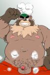 2021 2:3 anthro armpit_hair balls belly black_nose body_hair brown_body brown_fur canid canine edit foreskin fur genitals kemono leaf male mammal moobs navel nipples one_eye_closed overweight overweight_anthro overweight_male penis raccoon_dog shibatanukiti solo tanuki text uncensored uncut wink 
