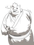  2021 anthro clothing eyes_closed gouryou hi_res hon55728 kemono male mammal overweight overweight_anthro overweight_male robe simple_background solo suid suina sus_(pig) tired tokyo_afterschool_summoners video_games white_background wild_boar 