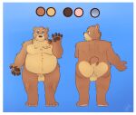  2021 absurd_res anthro balls belly butt detailed digital_media_(artwork) galo genitals hi_res invalid_color male mammal mature_male model_sheet nude pawpads paws penis pose slightly_chubby solo standing ursid ursine 