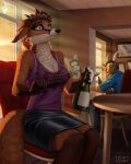  alcohol anthro beverage bottomwear bovid breasts brown_hair canid canine caprine champagne champagne_bottle cleavage clothed clothing female fox fully_clothed fur goat group hair hi_res horn inside lagomorph leporid male mammal nipple_outline orange_body orange_fur rabbit restaurant shirt sitting skirt spilled_drink tank_top topwear tram15vay wet wet_clothing wet_shirt wet_topwear white_body white_fur 