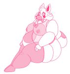  2016 animatronic belly big_belly big_breasts big_butt bow_tie breasts butt canid canine clothing curvy_figure female five_nights_at_freddy&#039;s five_nights_at_freddy&#039;s_2 fox hat headgear headwear hi_res legwear machine mammal mangle_(fnaf) nipples overweight overweight_female pink_cheeks pink_stockings robot simple_background snaxattacks solo stockings thick_thighs video_games voluptuous white_background white_body white_clothing white_hat white_headwear 