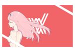  1girl bangs bar_censor breasts censored cireng-kun closed_eyes collarbone darling_in_the_franxx expressionless eyebrows_visible_through_hair hairband highres horns long_hair medium_breasts nude pink_hair red_horns simple_background solo upper_body white_hairband zero_two_(darling_in_the_franxx) 