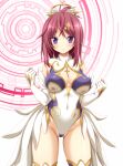  1girl bangs breasts cow cowboy_shot cross eyebrows_visible_through_hair highres koku large_breasts leotard levi_(realive) long_hair looking_at_viewer official_art photoshop_(medium) purple_eyes realive red_hair smile solo thighhighs transparent_background w_arms 