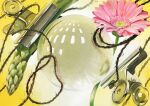  acrylic_paint_(medium) asparagus clip flower flower_request food gradient gradient_background marble no_humans original reflection senzaki-ryosuke still_life string traditional_media vegetable yellow_background 