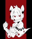  1girl animal_ears bishamonten&#039;s_pagoda bright_pupils bug capelet centipede cropped_torso gloves hair_between_eyes highres holding jewelry massakasama monochrome mouse_ears nazrin pendant red_background red_eyes short_hair solo touhou upper_body white_pupils 