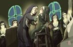  6+girls bound bound_arms candle cane chair cross cross_necklace dutch_angle habit hand_on_another&#039;s_face jewelry multiple_girls necklace nun old old_woman original sitting standing tomomi_(user_xtmw2443) 