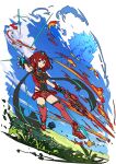  absurdres aegis_sword_(xenoblade) bangs black_gloves breasts chest_jewel earrings fingerless_gloves gloves highres jewelry large_breasts poteto_(potetosarada123) pyra_(xenoblade) red_eyes red_hair red_legwear red_shorts short_hair short_shorts shorts swept_bangs sword thighhighs tiara weapon xenoblade_chronicles_(series) xenoblade_chronicles_2 