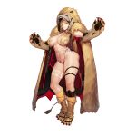  1girl blonde_hair breasts cape full_body gloves hair_censor highres jam_(nandade) jewelry large_breasts last_origin lion_hood lion_tail looking_at_viewer necklace official_art paw_gloves paws queen_of_mane smile solo tachi-e tail topless transparent_background yellow_eyes 