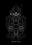  black_background character_name greyscale gundam gundam_unicorn highres jesta lineart mecha mobile_suit monochrome negative no_arms radio_antenna science_fiction solo upper_body visor yuu_(yuu2525design) 