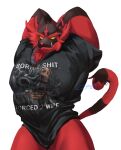  absurdres arms_up black_robe black_shirt blue_eyes closed_mouth clothed_pokemon clothes_writing commentary cowboy_shot english_commentary english_text fangs fangs_out furry gen_7_pokemon gun handgun highres holding holding_gun holding_weapon incineroar loyola meme no_humans pistol pokemon pokemon_(creature) profanity shirt signature simple_background skeleton smoke smoking_gun t-shirt undead weapon white_background 