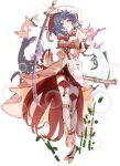  1girl armor bangs bare_shoulders black_hair detached_sleeves fox_mask hair_ornament holding holding_weapon hood japanese_clothes long_hair looking_at_viewer mask meyoichika mizutsune mizutsune_(armor) monster_hunter_(series) monster_hunter_rise parted_lips short_hair simple_background skirt smile solo thighhighs weapon 