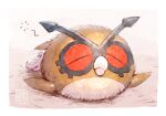  bird border closed_eyes closed_mouth commentary_request creature full_body gen_2_pokemon highres hoothoot lying no_humans ohdon on_stomach owl pokemon pokemon_(creature) sleeping solo talons white_border 
